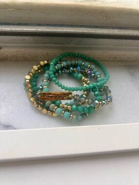 Turquoise Beaded Stretch Bracelet Stack